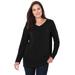 Plus Size Women's Perfect Long-Sleeve V-Neck Tee by Woman Within in Black (Size M) Shirt