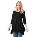 Plus Size Women's French Terry Handkerchief Hem Tunic by Woman Within in Black (Size 2X)