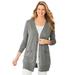 Plus Size Women's Perfect Longer-Length Cotton Cardigan by Woman Within in Medium Heather Grey (Size 1X) Sweater