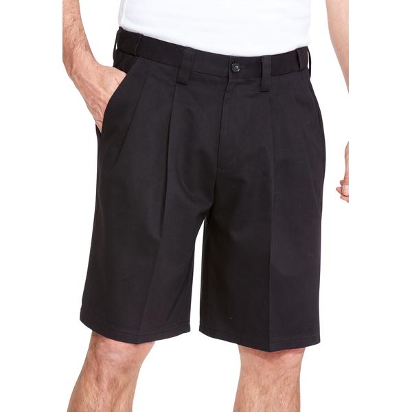 mens-big---tall-wrinkle-free-expandable-waist-pleat-front-shorts-by-kingsize-in-black--size-44-/