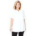 Plus Size Women's Perfect Roll-Tab-Sleeve Notch-Neck Tunic by Woman Within in White (Size 4X)
