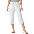 Plus Size Women's Drawstring Denim Capri by Woman Within in White (Size 18) Pants