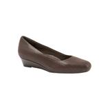 Extra Wide Width Women's Lauren Leather Wedge by Trotters® in Brown Suede Patent (Size 9 WW)