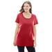 Plus Size Women's Perfect Short-Sleeve Scoopneck Tee by Woman Within in Classic Red (Size 5X) Shirt