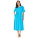 Plus Size Women's Button-Front Essential Dress by Woman Within in Paradise Blue Polka Dot (Size 3X)