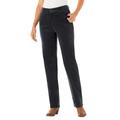 Plus Size Women's Corduroy Straight Leg Stretch Pant by Woman Within in Black (Size 30 WP)