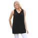 Plus Size Women's Perfect Sleeveless Shirred V-Neck Tunic by Woman Within in Black (Size L)