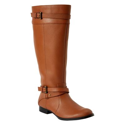 Wide Width Women's The Janis Tall Regular Calf Leather Boot By Comfortview by Comfortview in Cognac (Size 9 W)