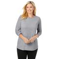 Plus Size Women's Perfect Long-Sleeve Crewneck Tee by Woman Within in Heather Grey (Size M) Shirt