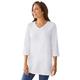 Plus Size Women's Perfect Three-Quarter Sleeve V-Neck Tunic by Woman Within in White (Size 2X)
