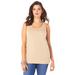 Plus Size Women's Scoopneck Tank by Roaman's in New Khaki (Size S) Top 100% Cotton Layering A-Shirt