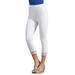 Plus Size Women's Lace-Trim Essential Stretch Capri Legging by Roaman's in White (Size 3X) Activewear Workout Yoga Pants