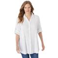 Plus Size Women's Pintucked Button Down Gauze Shirt by Woman Within in White (Size 2X)