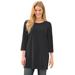 Plus Size Women's Perfect Three-Quarter-Sleeve Scoopneck Tunic by Woman Within in Black (Size 1X)