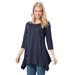 Plus Size Women's French Terry Handkerchief Hem Tunic by Woman Within in Navy (Size 4X)