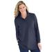 Plus Size Women's Long-Sleeve Polo Shirt by Woman Within in Navy (Size 5X)
