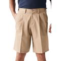 Men's Big & Tall Wrinkle-Free Expandable Waist Pleat Front Shorts by KingSize in Dark Khaki (Size 58)