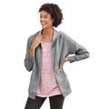 Plus Size Women's Zip Front Tunic Hoodie Jacket by Woman Within in Medium Heather Grey (Size 3X)