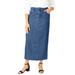 Plus Size Women's Classic Cotton Denim Midi Skirt by Jessica London in Medium Stonewash (Size 32) 100% Cotton