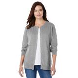 Plus Size Women's Perfect Long-Sleeve Cardigan by Woman Within in Medium Heather Grey (Size 5X) Sweater