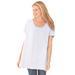 Plus Size Women's Perfect Short-Sleeve Shirred U-Neck Tunic by Woman Within in White (Size 2X)