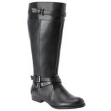 Extra Wide Width Women's The Janis Wide Calf Leather Boot by Comfortview in Black (Size 11 WW)