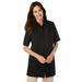 Plus Size Women's Three-Quarter Sleeve Peachskin Button Front Shirt by Woman Within in Black (Size 2X) Button Down Shirt