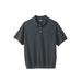 Men's Big & Tall Banded Bottom Pocket Shrink-Less™ Piqué Polo Shirt by KingSize in Heather Charcoal (Size XL)