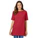 Plus Size Women's Perfect Short-Sleeve Boatneck Tunic by Woman Within in Classic Red (Size M)