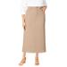 Plus Size Women's Classic Cotton Denim Midi Skirt by Jessica London in New Khaki (Size 24) 100% Cotton