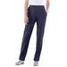 Plus Size Women's Straight-Leg Soft Knit Pant by Roaman's in Navy (Size M) Pull On Elastic Waist