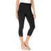 Plus Size Women's Lace-Trim Essential Stretch Capri Legging by Roaman's in Black (Size 1X) Activewear Workout Yoga Pants