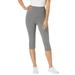 Plus Size Women's Stretch Cotton Capri Legging by Woman Within in Medium Heather Grey (Size 1X)