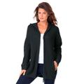 Plus Size Women's Classic-Length Thermal Hoodie by Roaman's in Black (Size M) Zip Up Sweater