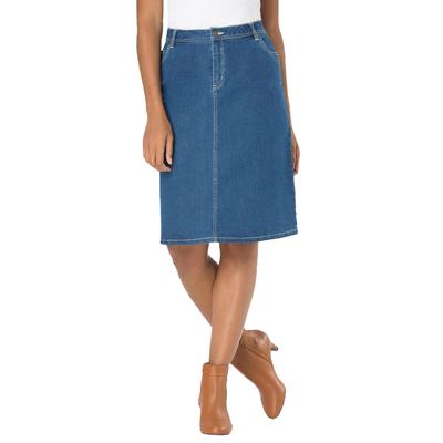 Plus Size Women's True Fit Stretch Denim Short Skirt by Jessica London in Medium Stonewash (Size 12)