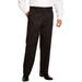 Men's Big & Tall Relaxed Fit Wrinkle-Free Expandable Waist Plain Front Pants by KingSize in Black (Size 42 40)