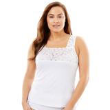 Plus Size Women's Silky Lace-Trimmed Camisole by Comfort Choice in White (Size L) Full Slip