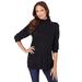 Plus Size Women's Fine Gauge Drop Needle Mockneck Sweater by Roaman's in Black (Size 3X)