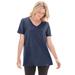 Plus Size Women's Perfect Short-Sleeve V-Neck Tee by Woman Within in Navy (Size 3X) Shirt