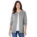 Plus Size Women's Perfect Long-Sleeve Cardigan by Woman Within in Medium Heather Grey (Size 1X) Sweater