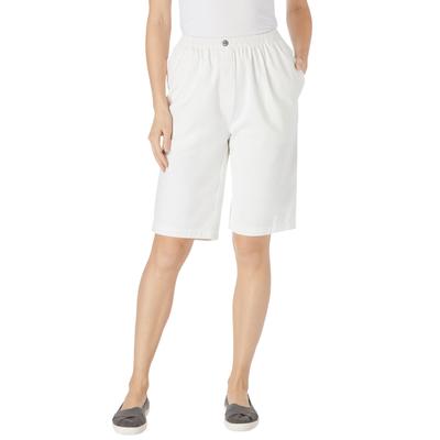 Plus Size Women's 7-Day Elastic-Waist Cotton Denim Short by Woman Within in White (Size 30 W)