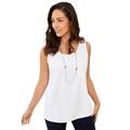 Plus Size Women's Stretch Cotton Horseshoe Neck Tank by Jessica London in White (Size 18/20) Top Stretch Cotton