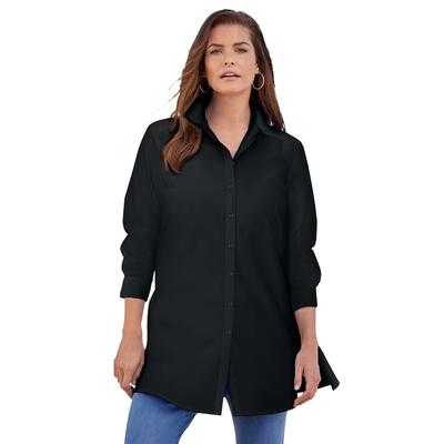 Plus Size Women's Kate Tunic Big Shirt by Roaman's in Black (Size 22 W) Button Down Tunic Shirt