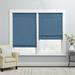 Wide Width Cordless Large Fold Woven Blackout Roman Shade by BrylaneHome in Blue (Size 35" W 64" L) Window Shade