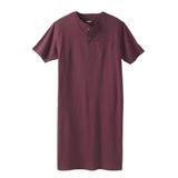 Men's Big & Tall Short-Sleeve Henley Nightshirt by KingSize in Deep Burgundy (Size 2XL/3XL) Pajamas