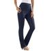 Plus Size Women's Straight-Leg Comfort Stretch Jean by Denim 24/7 in Indigo Wash (Size 18 W) Elastic Waist Denim