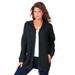 Plus Size Women's Classic-Length Thermal Hoodie by Roaman's in Black (Size 4X) Zip Up Sweater