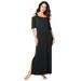 Plus Size Women's Ultrasmooth® Fabric Cold-Shoulder Maxi Dress by Roaman's in Black (Size 26/28) Long Stretch Jersey