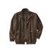 Men's Big & Tall Microsuede Bomber Jacket by KingSize in Dark Brown (Size 4XL) Leather Jacket