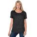 Plus Size Women's Marled Cuffed-Sleeve Tee by Woman Within in Dark Black Marled (Size 1X) Shirt